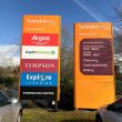 Store signs in car park